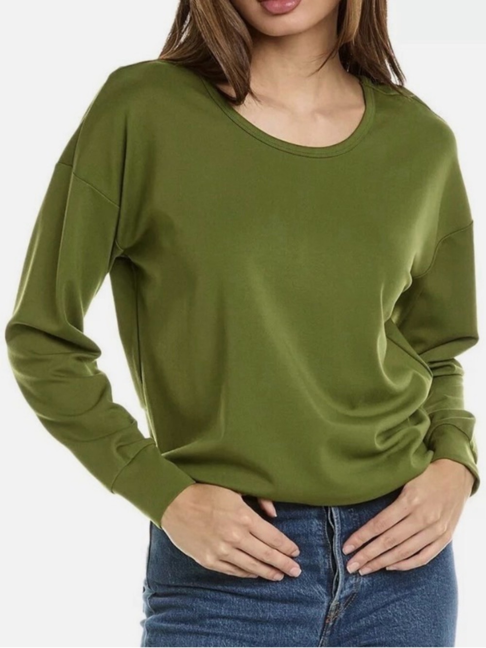 CAbi Olive Green Long Sleeve  Turnaround Tee